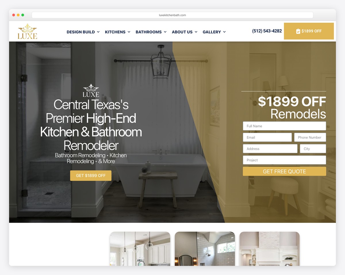 luxe kitchen & bath website example