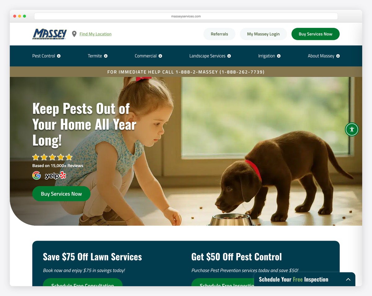massey services website example