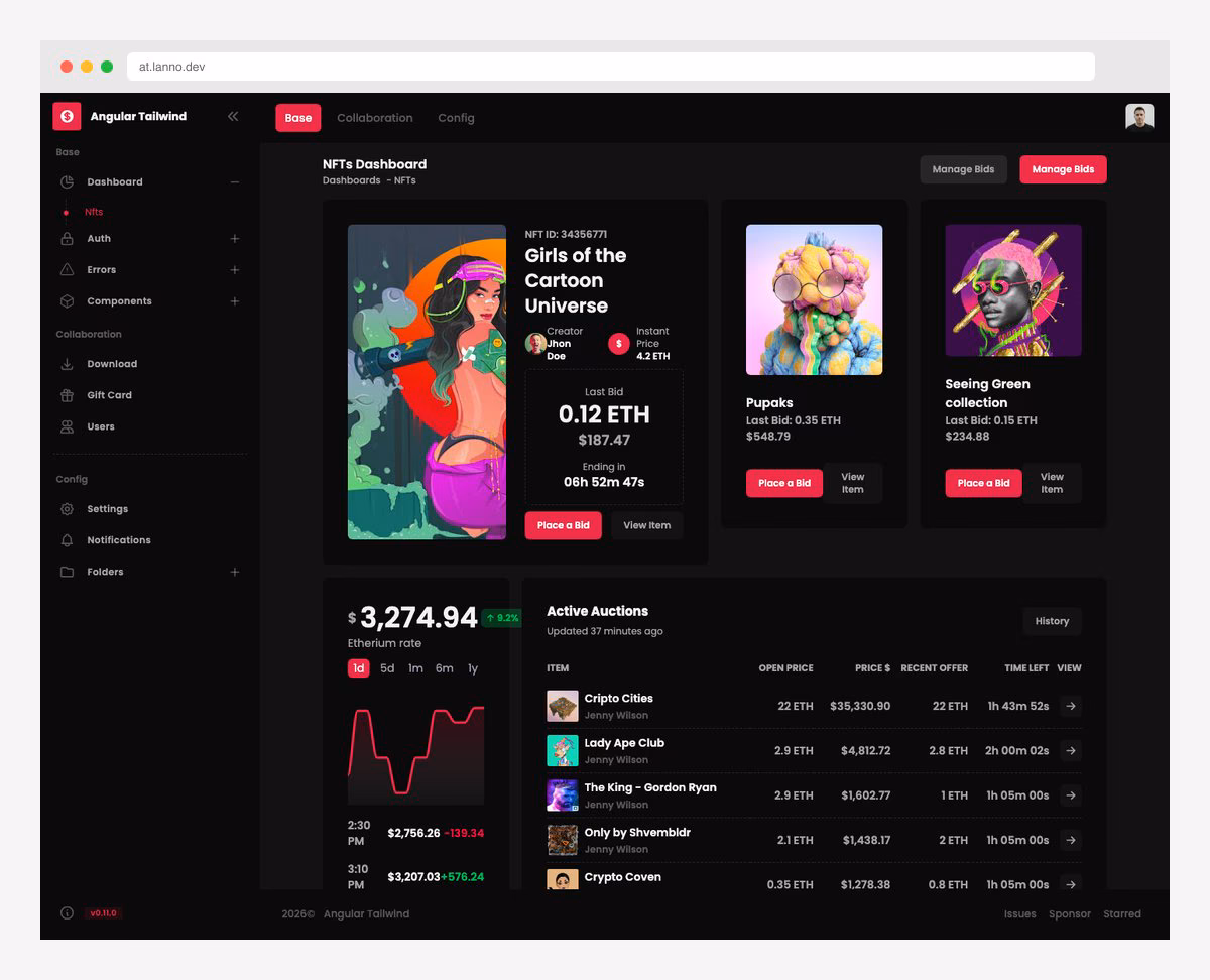 Angular-Tailwind admin dashboard with Tailwind CSS v4