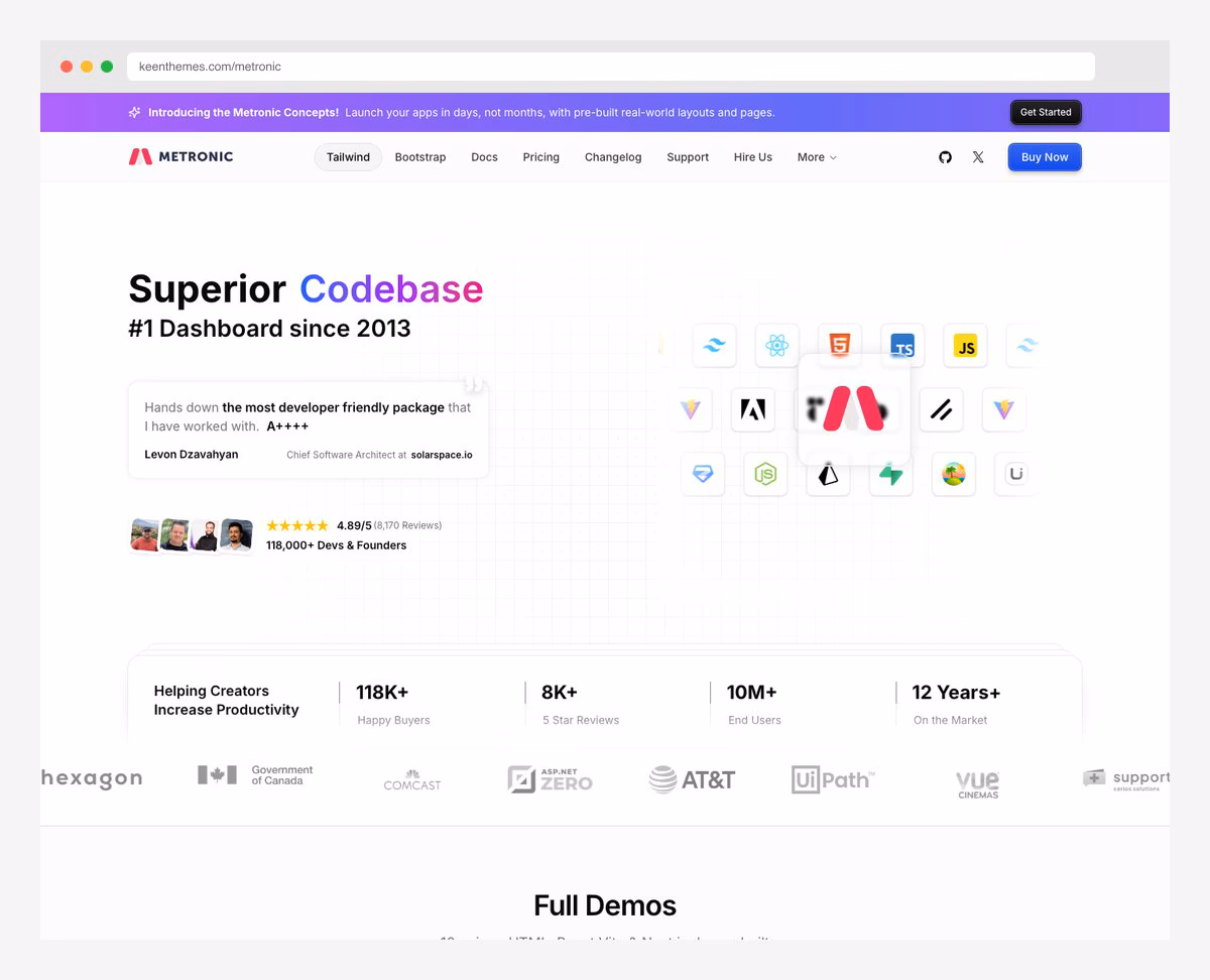 Metronic premium Angular admin dashboard template