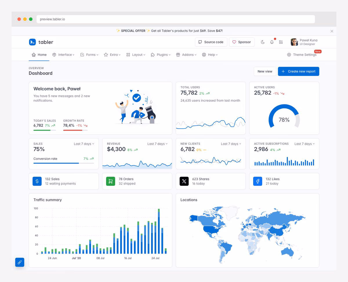 Star Admin Bootstrap template with dark sidebar and multiple color scheme options
