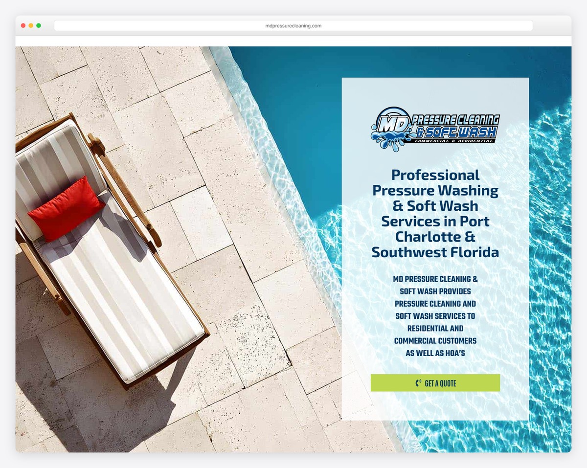 md pressure cleaning & soft wash website example