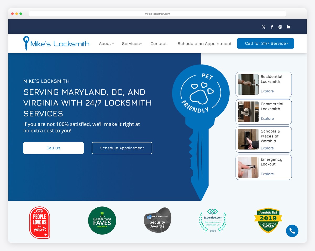 mike's locksmith website example