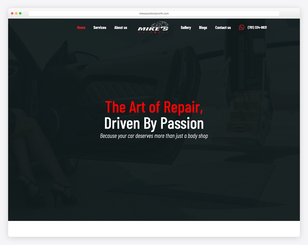 mike's auto body north website example