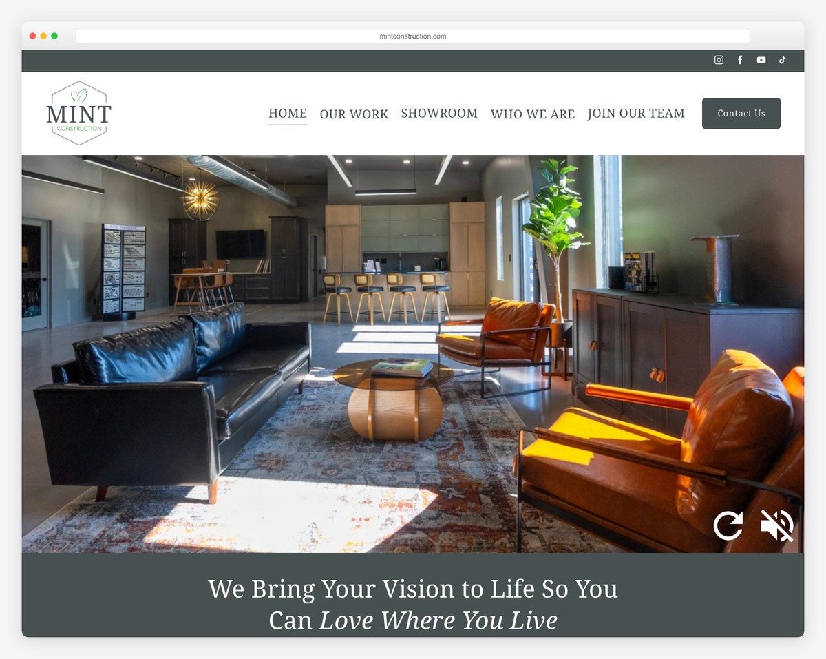 mint construction website example