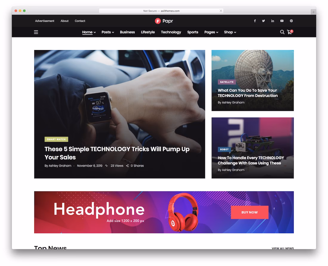 papr technology news wordpress theme