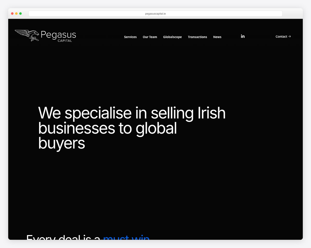pegasus capital website example
