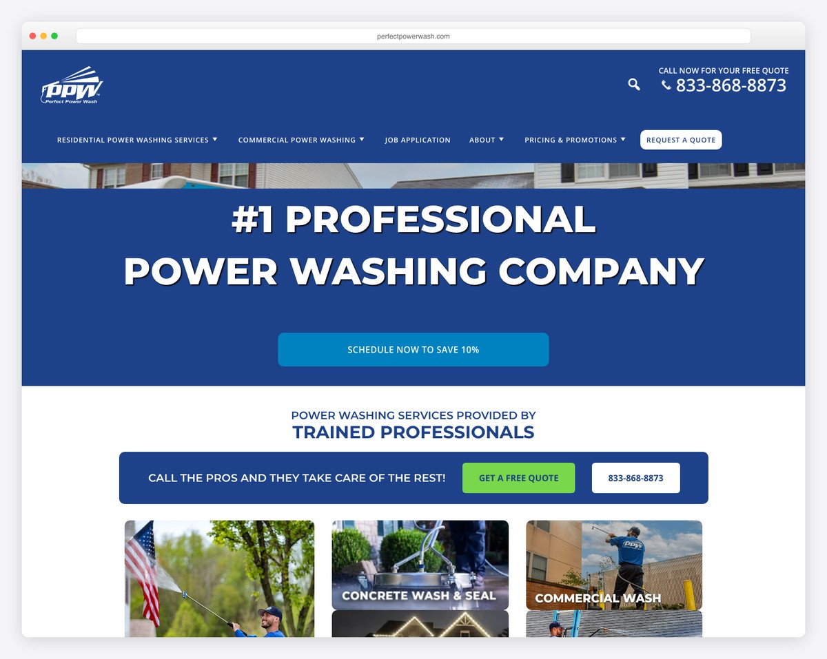 perfect power wash website example
