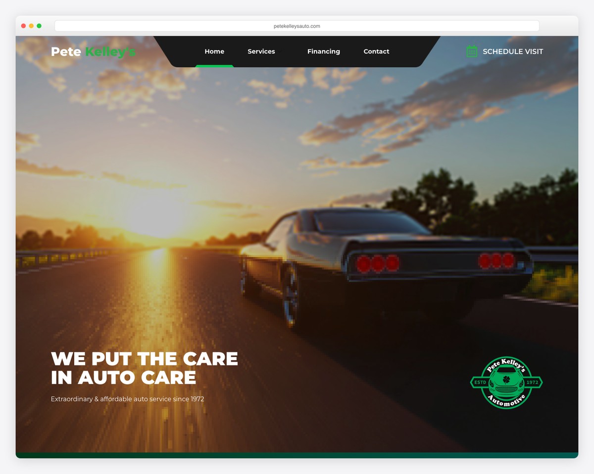 pete kelley's automotive website example