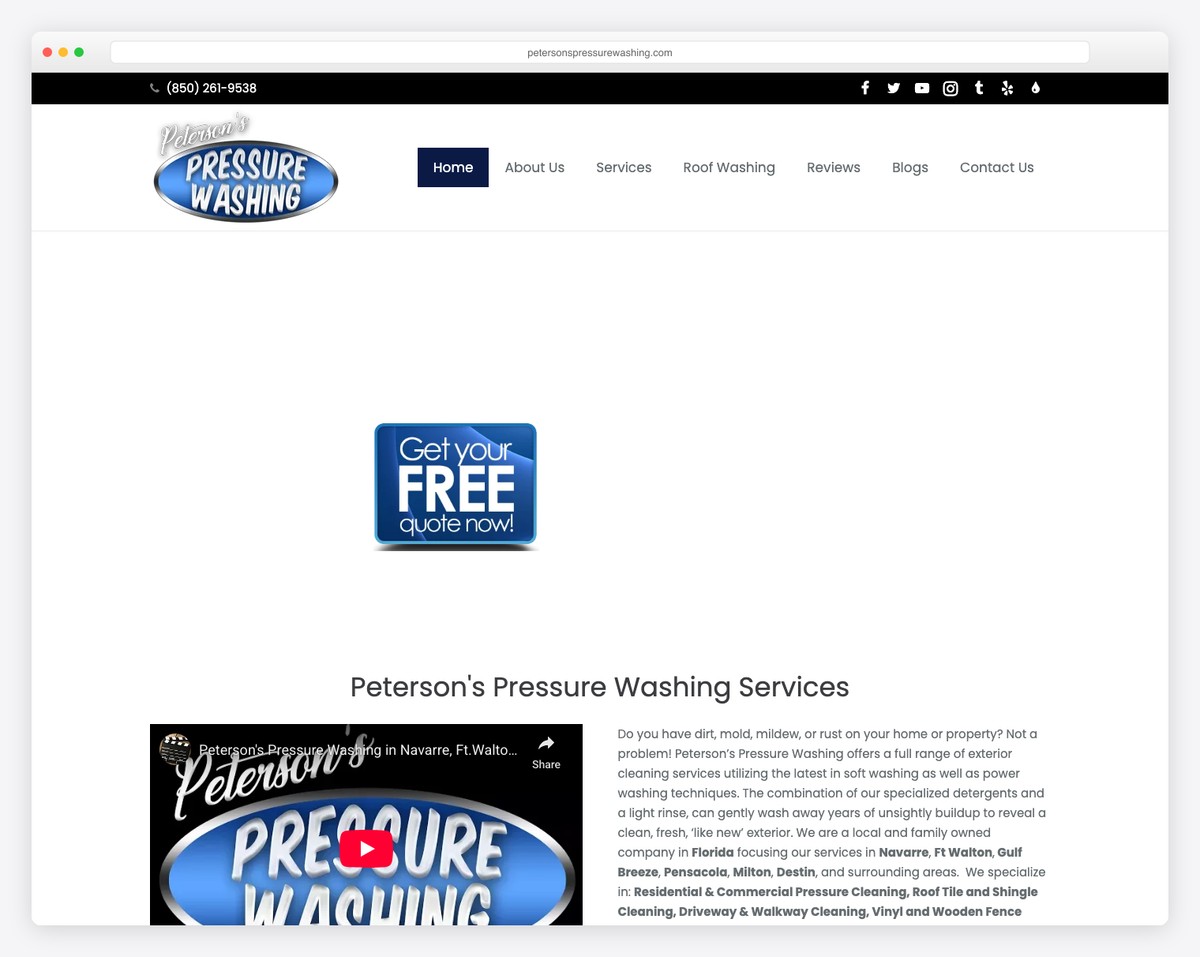 peterson's pressure washing website example