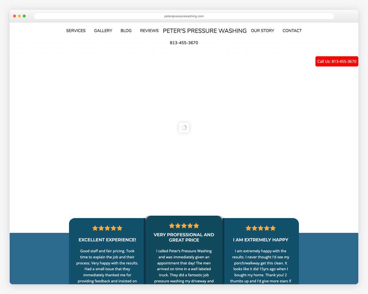 peters pressure washing website example
