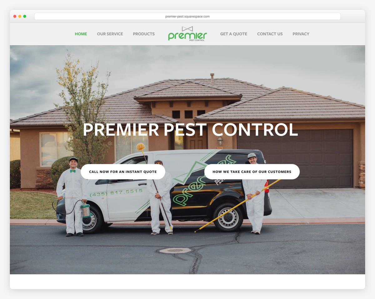 premier pest control website example