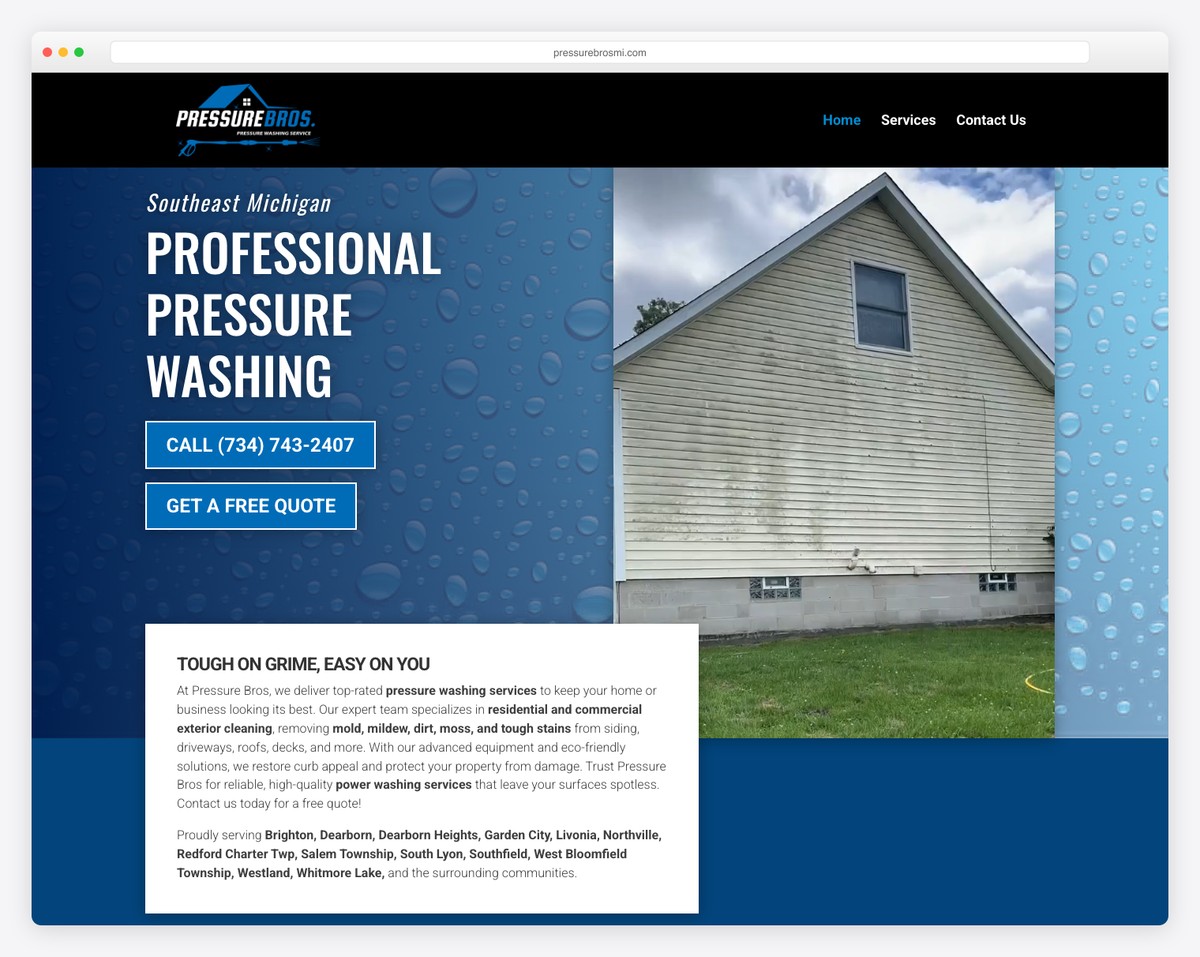 pressure bros website example