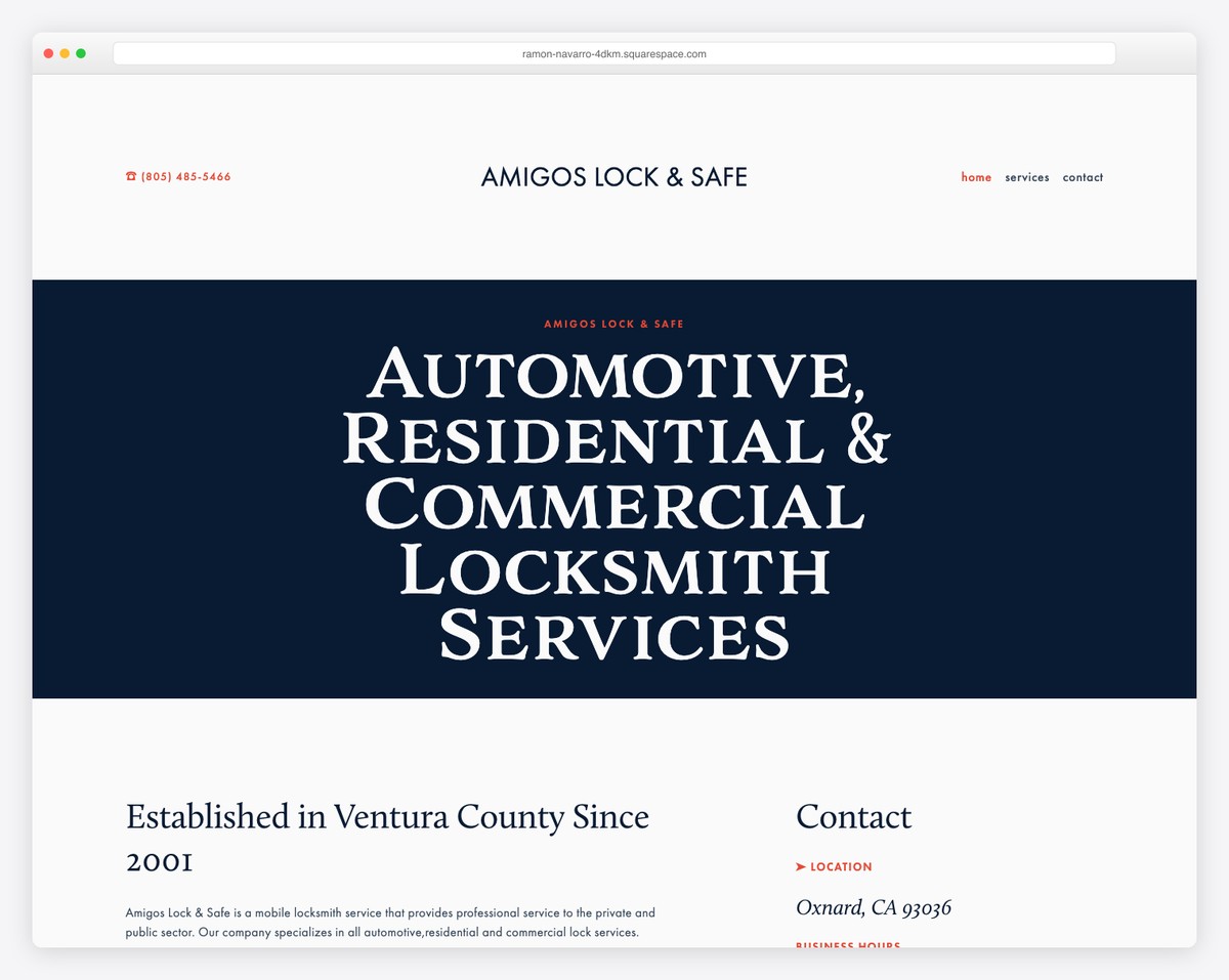 amigos lock & safe website example