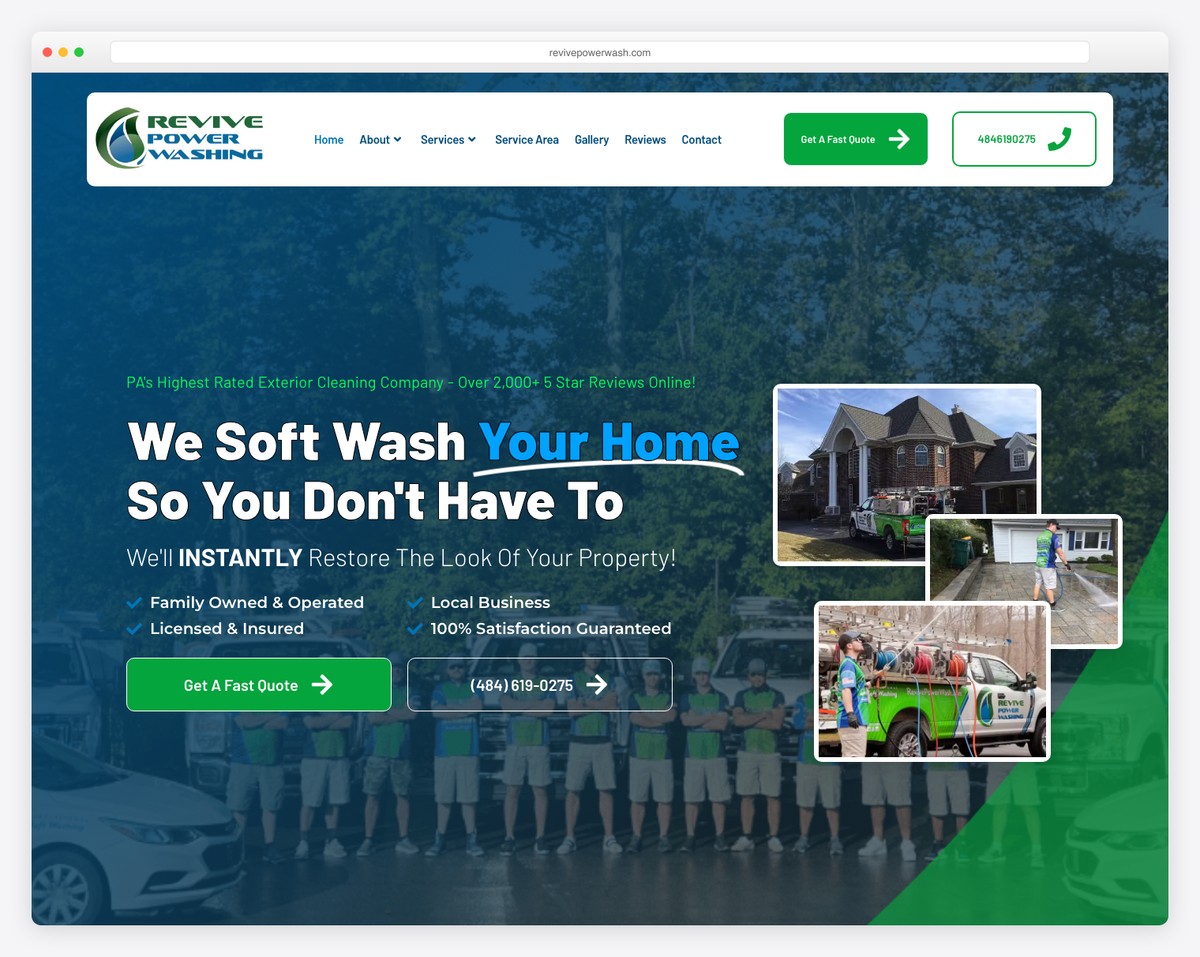 revive power washing website example