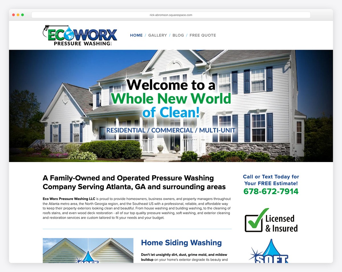 eco worx pressure washing llc website example