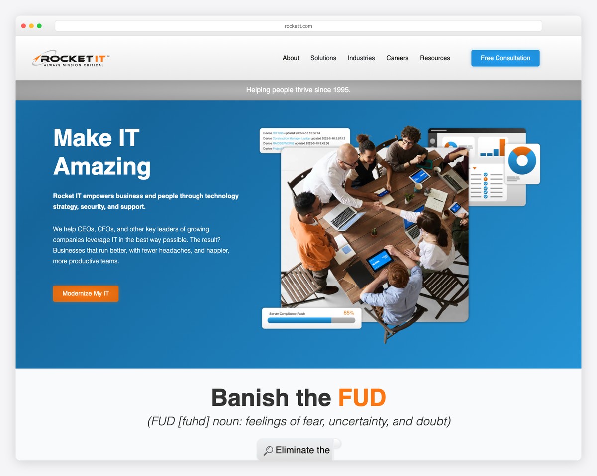rocket it website example