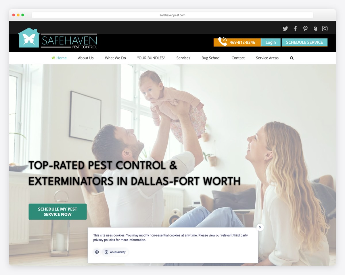 safehaven pest control website example