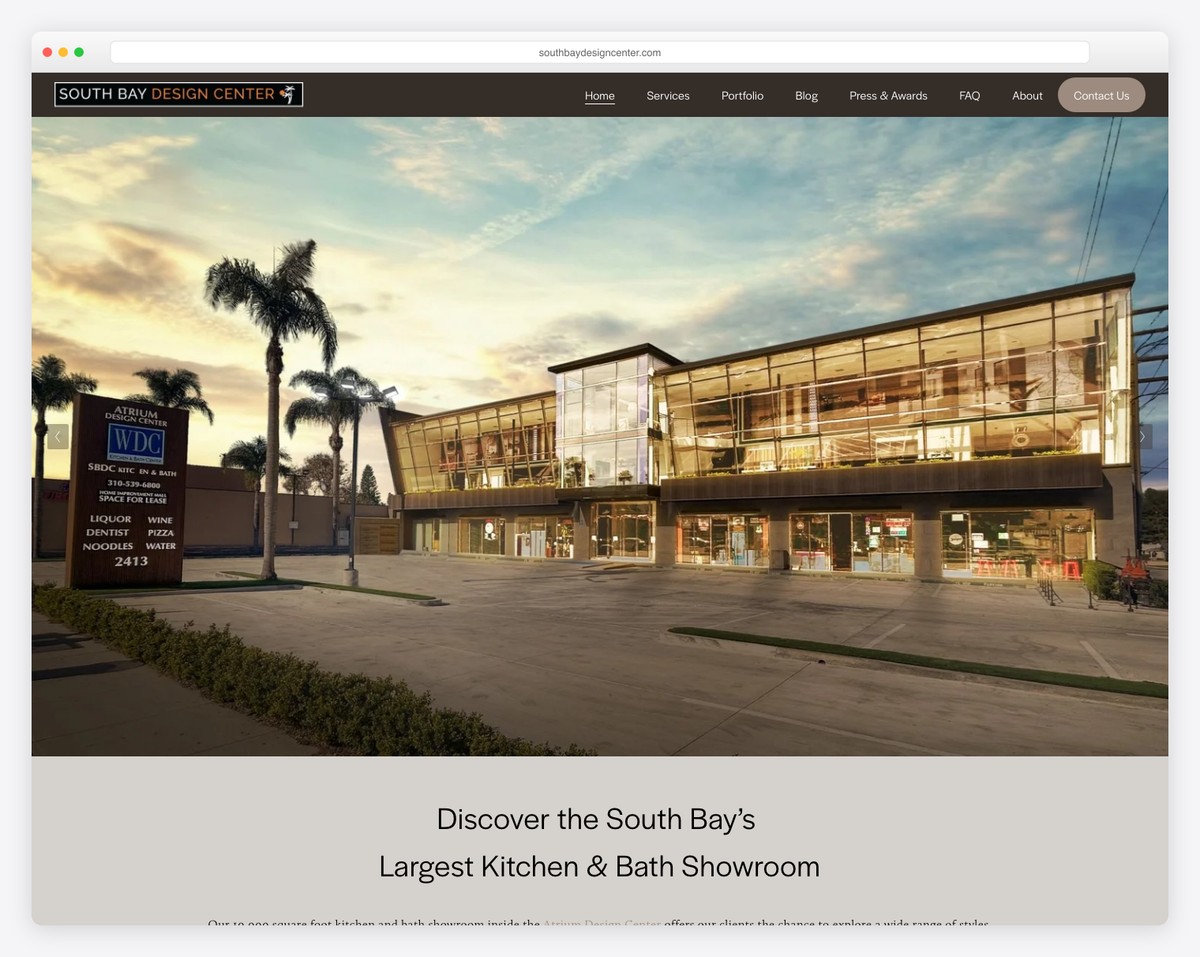south bay design center website example