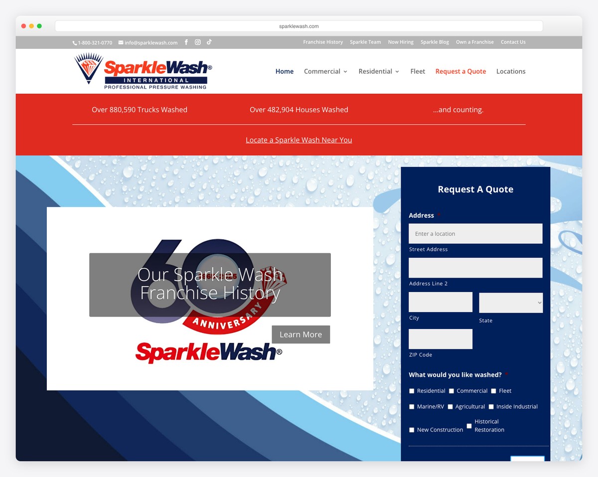 sparkle wash international website example