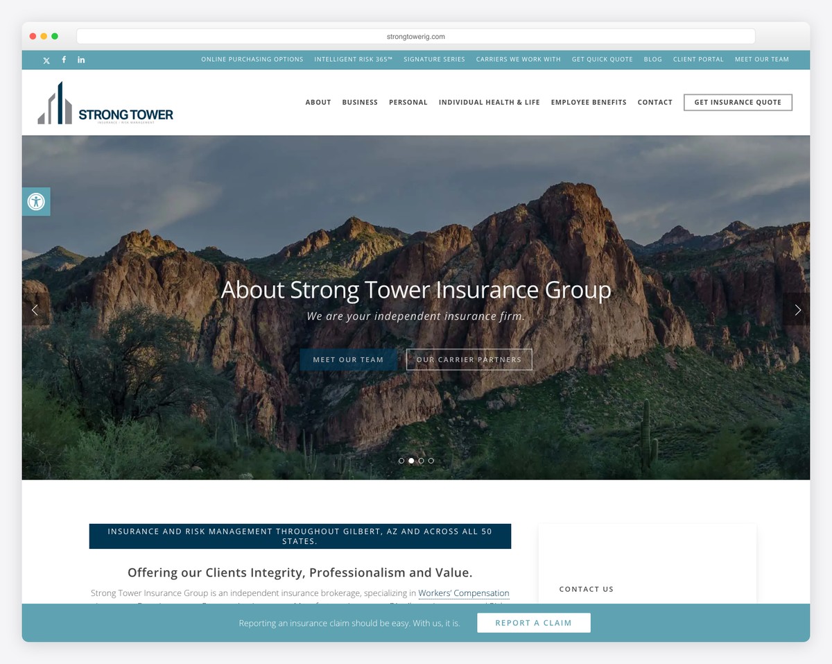 strong tower insurance group website example