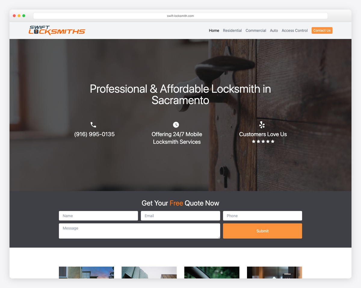 swift locksmith website example