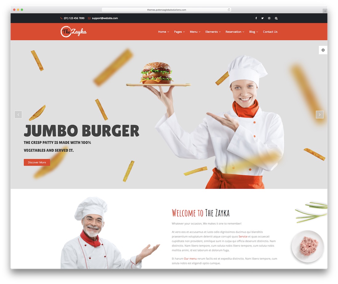 the zayka food website template