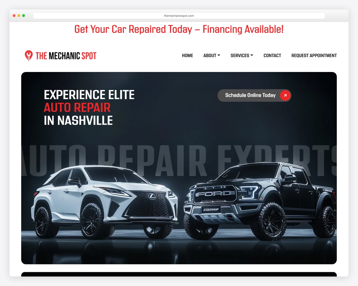 the mechanic spot website example
