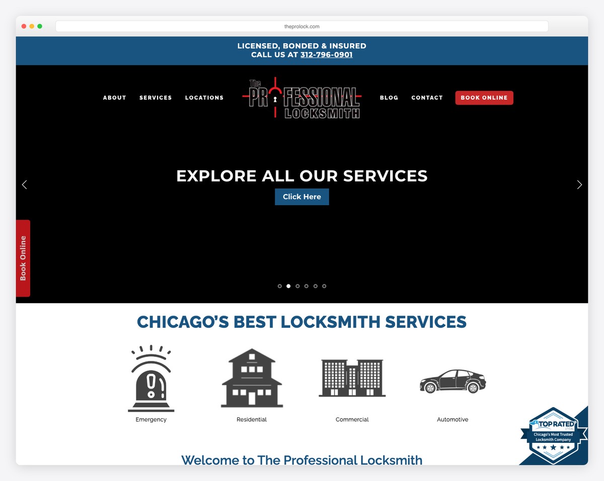 the professional locksmith website example