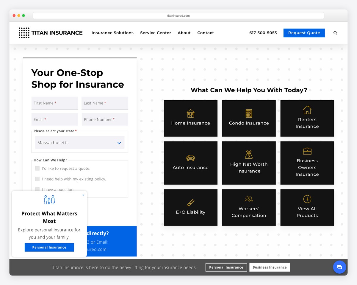 titan insurance website example