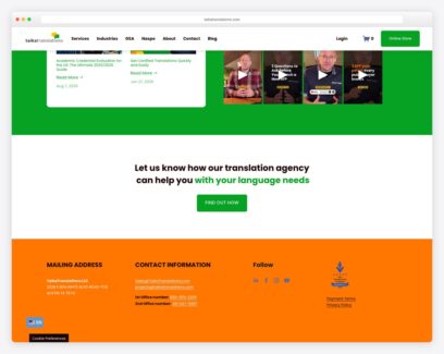 Translation service website examples