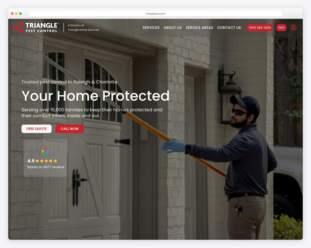 triangle pest control website example