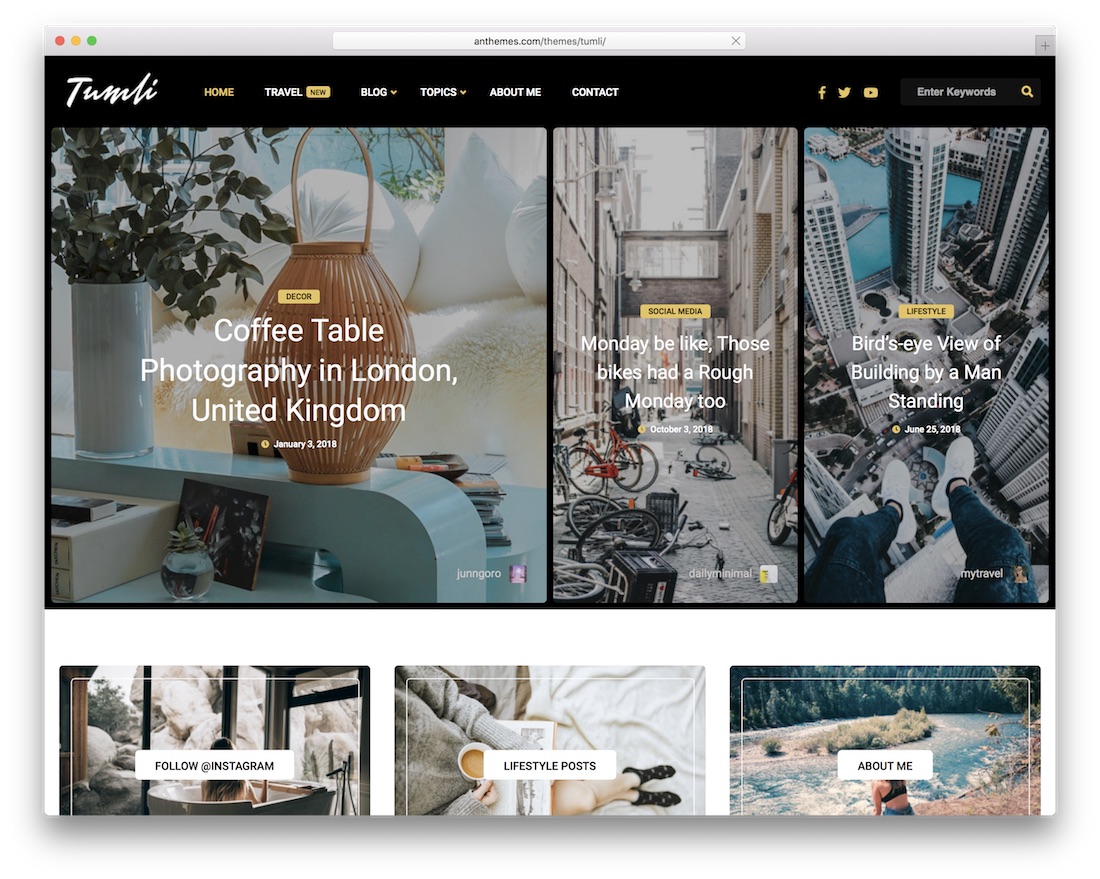 tumli pinterest style wordpress theme