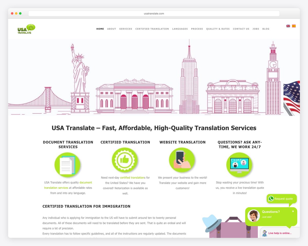 usa translate website example