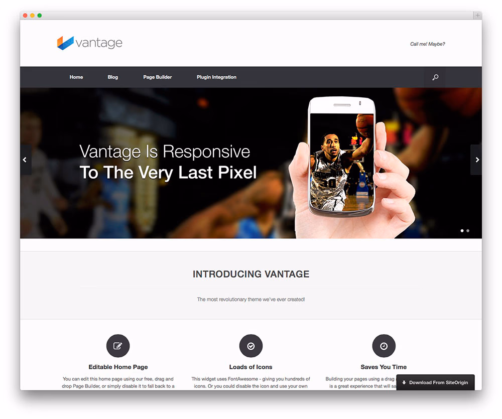 Vantage - free app showcase theme