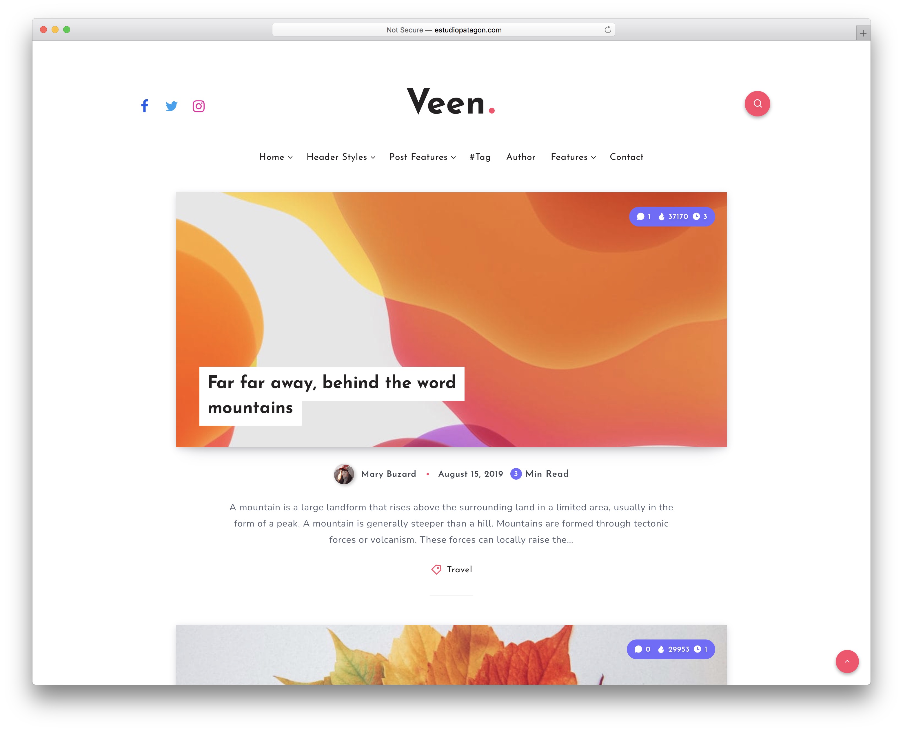 veen minimalist wordpress theme