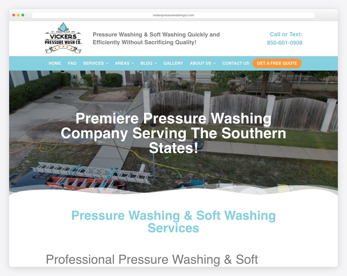 vickers pressure washing co website example