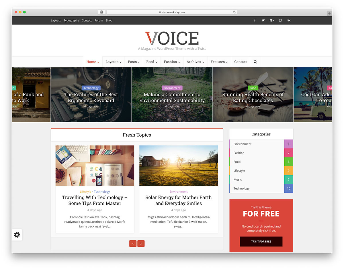 RTL WordPress blog theme