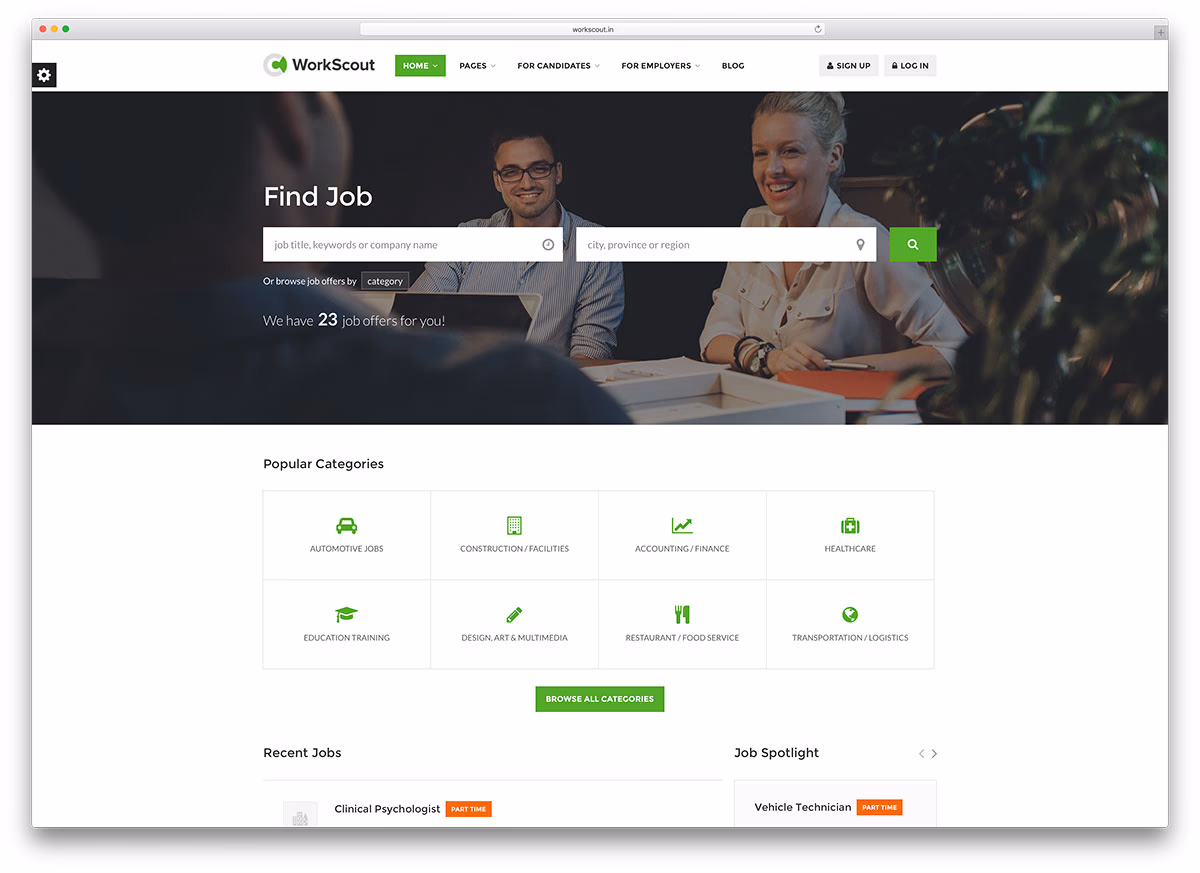workscout minimal job board wordpress theme