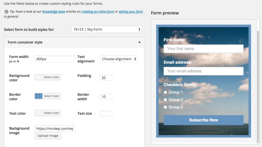 2-06 mailchimp for wordpress - eg 1