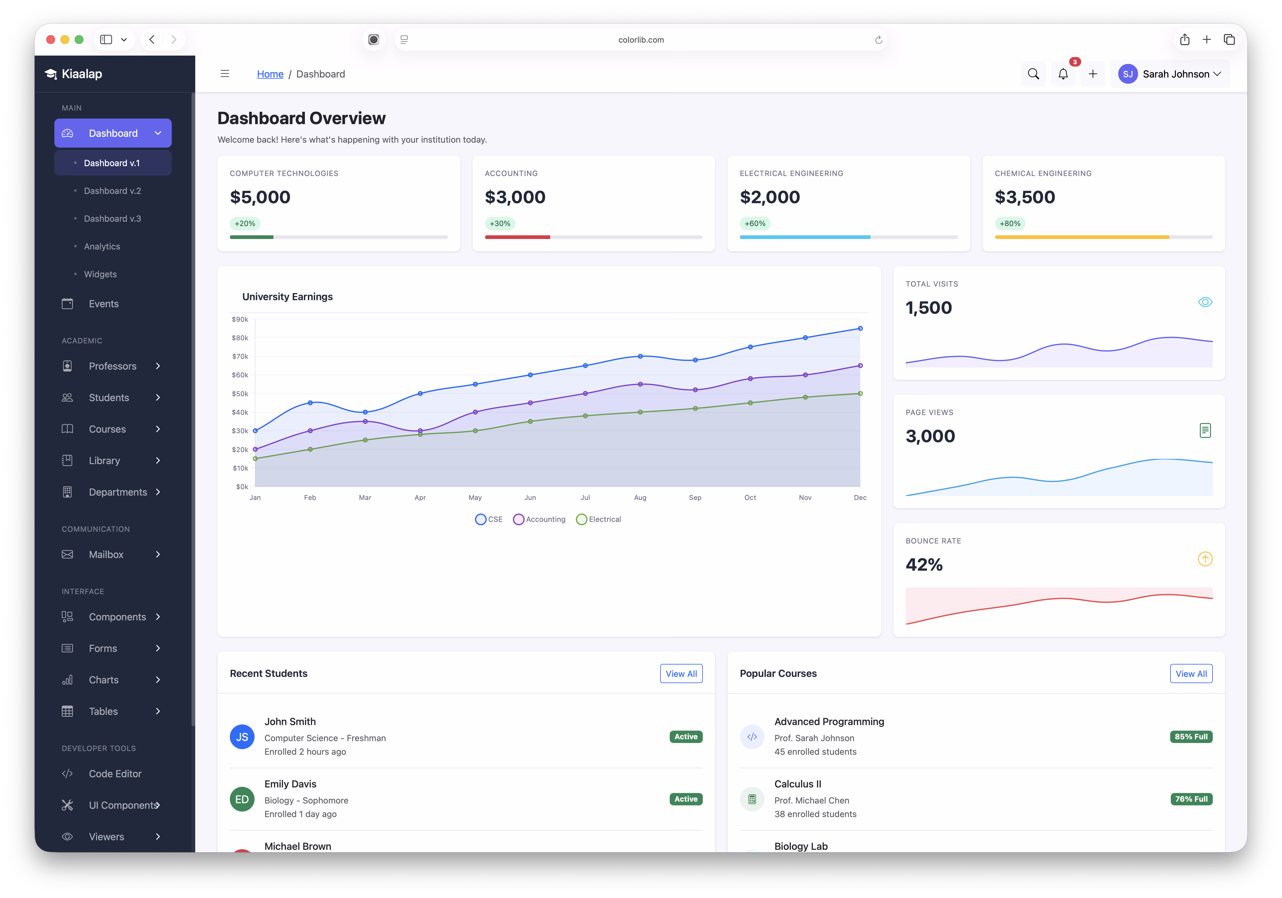 Kiaalap - free Bootstrap 5 education admin dashboard with 50+ pages